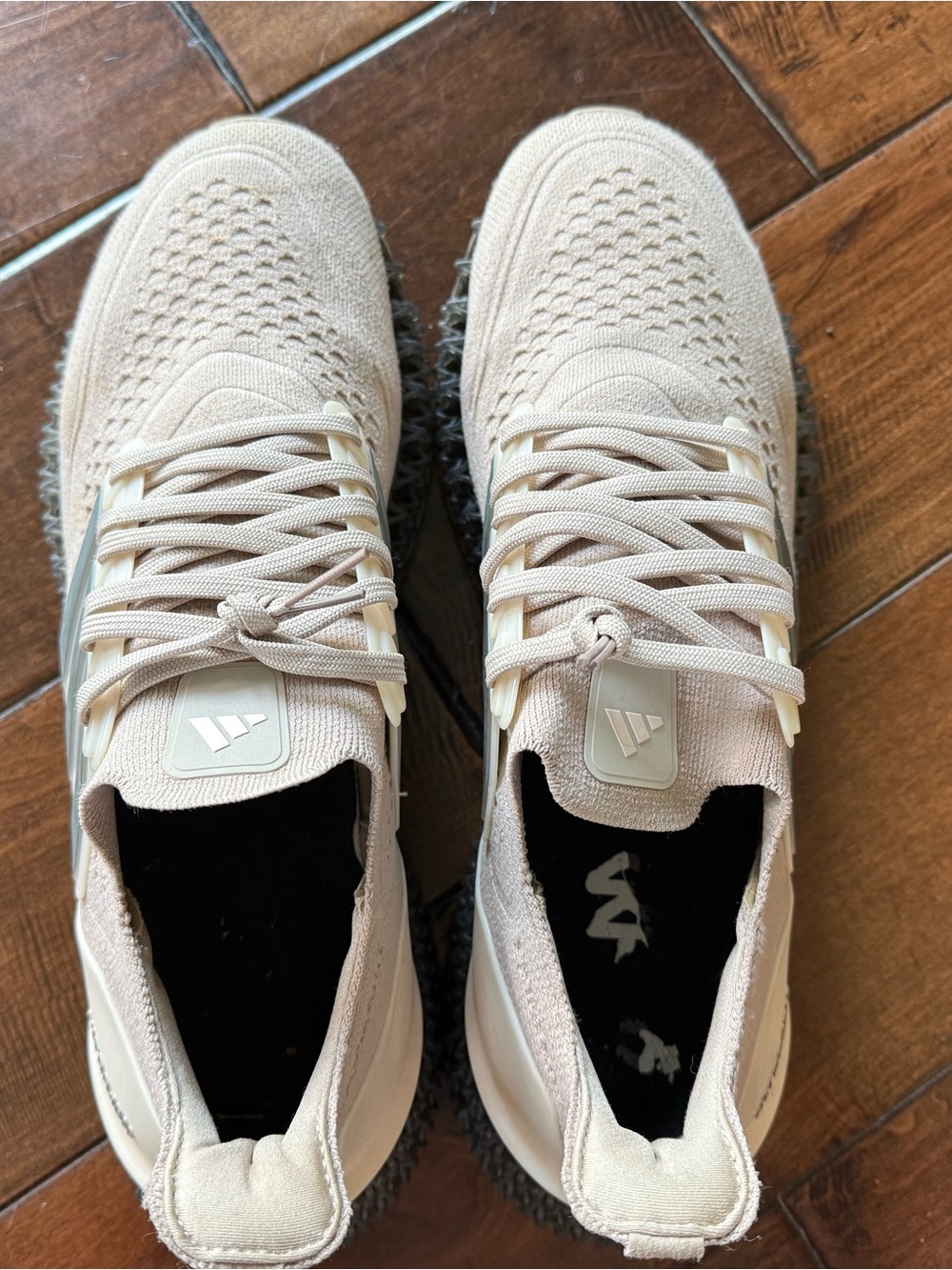 adidas Men’s Knit Sneakers in Light Beige with Gray 4D Midsole - Picture 4 of 7